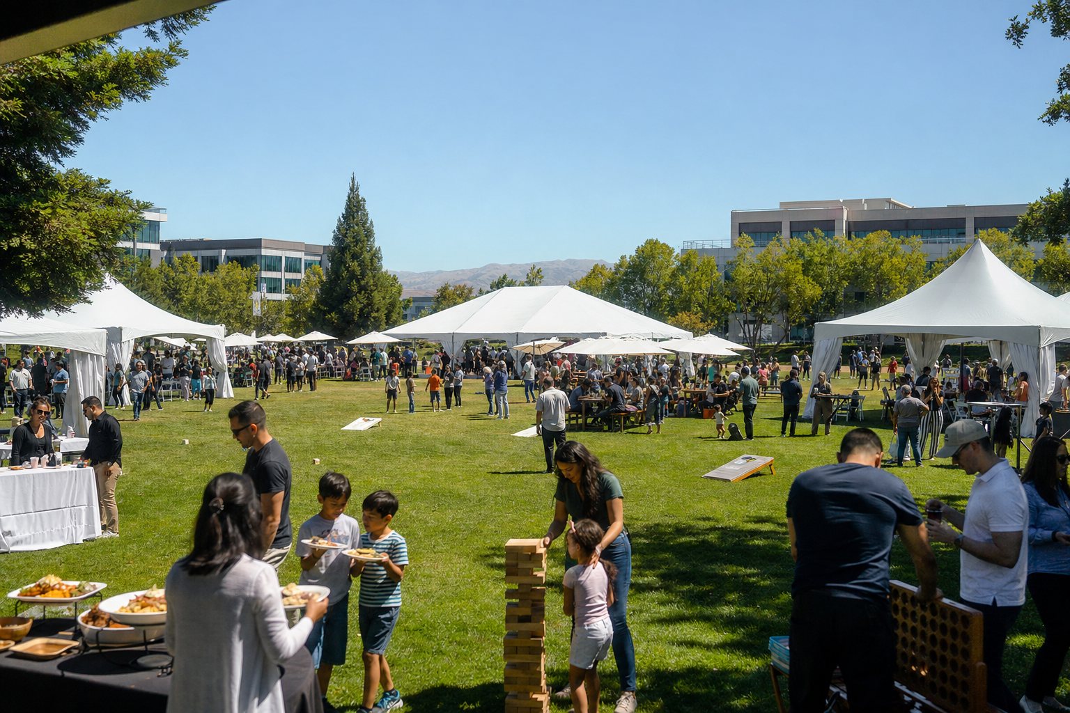 Poradnik eventowy — Euforia Event - duży piknik firmowy family day na trawie z namiotami i grami
